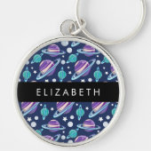 Ruimtepatroon, Planeten, Sterren, Melkweg, Jouw na Sleutelhanger (Voorkant)