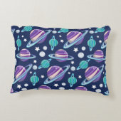 Ruimtepatroon, planeten, sterren, melkweg, kosmos accent kussen (Achterkant)