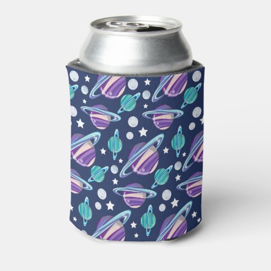 Ruimtepatroon, planeten, sterren, melkweg, kosmos blikjeskoeler (Blikje Achterkant)