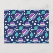 Ruimtepatroon, planeten, sterren, melkweg, kosmos briefkaart (Voorkant)