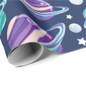 Ruimtepatroon, planeten, sterren, melkweg, kosmos cadeaupapier (Rol Hoek)