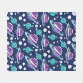 Ruimtepatroon, planeten, sterren, melkweg, kosmos fleece deken (Voorkant (Horizontaal))