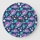 Ruimtepatroon, planeten, sterren, melkweg, kosmos grote klok (Voorkant)