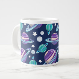 Ruimtepatroon, planeten, sterren, melkweg, kosmos grote koffiekop