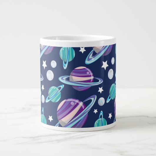 Ruimtepatroon, planeten, sterren, melkweg, kosmos grote koffiekop (Voorkant)