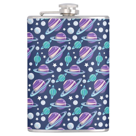 Ruimtepatroon, planeten, sterren, melkweg, kosmos heupfles (Voorkant)