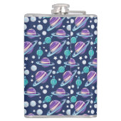 Ruimtepatroon, planeten, sterren, melkweg, kosmos heupfles (Achterkant)