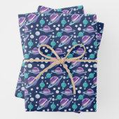 Ruimtepatroon, planeten, sterren, melkweg, kosmos inpakpapier vel (In situ)