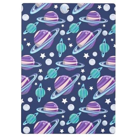 Ruimtepatroon, planeten, sterren, melkweg, kosmos klembord (Achterkant)