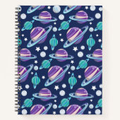 Ruimtepatroon, planeten, sterren, melkweg, kosmos notitieboek (Voorkant)