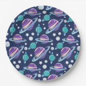 Ruimtepatroon, planeten, sterren, melkweg, kosmos papieren bordje (Voorkant)