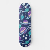 Ruimtepatroon, planeten, sterren, melkweg, kosmos persoonlijk skateboard (Voorkant)