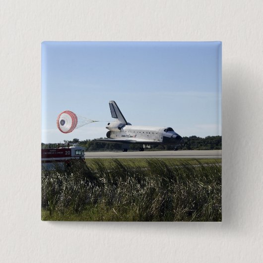 RuimtependelAtlantis maakt de sleeplap los Vierkante Button 5,1 Cm (Voorkant)