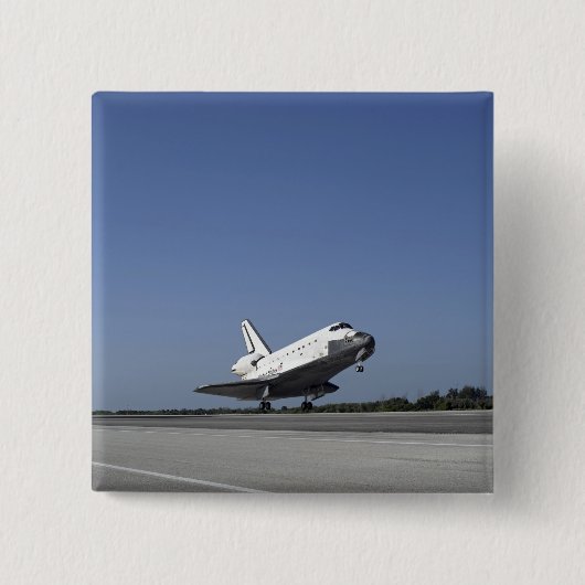 RuimtependelAtlantis nadert baan 33 Vierkante Button 5,1 Cm (Voorkant)