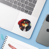 Ruimtepiraat en ruimtecat sticker (Laptop met iPhone)
