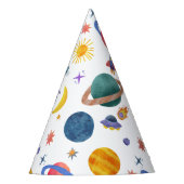 Ruimteplaneten Astronaut Maan Sterren Verjaardag Feesthoedjes (Voorkant)