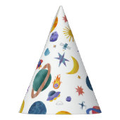 Ruimteplaneten Astronaut Maan Sterren Verjaardag Feesthoedjes (Links)