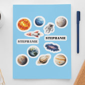 Ruimteplaneten Astronaut Rocket Naam Sticker