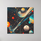 Ruimteplaneten & banen – Retro futuristisch Canvas Afdruk (Voorkant)