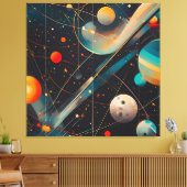 Ruimteplaneten & banen – Retro futuristisch Canvas Afdruk (Insitu (Woonkamer))