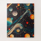Ruimteplaneten & banen – Retro futuristisch Legpuzzel (Verticaal)