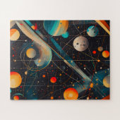Ruimteplaneten & banen – Retro futuristisch Legpuzzel (Horizontaal)