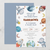 Ruimteplaneten buiten deze verjaardag kaart (Voorkant / Achterkant)