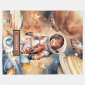 Ruimteplaneten Deken Aangepaste Naam Astronaut Boy (Voorkant (Horizontaal))