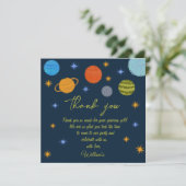 Ruimteplaneten Galaxy Stars Boy Baby shower Bedankkaart (Staand voorkant)