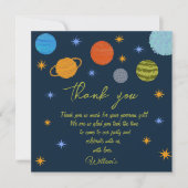 Ruimteplaneten Galaxy Stars Boy Baby shower Bedankkaart (Voorkant)