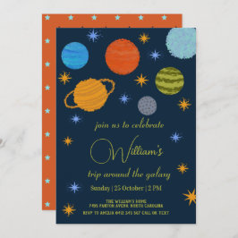 Ruimteplaneten Galaxy Stars Boy Baby shower Kaart