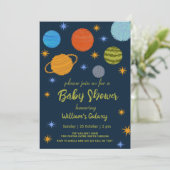 Ruimteplaneten Galaxy Stars Boy Baby shower Kaart (Staand voorkant)