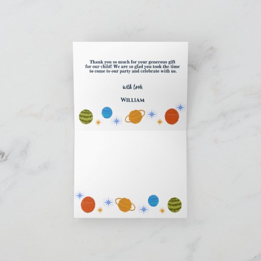 Ruimteplaneten Galaxy Stars Boy Gift Bedankkaart (Binnen)