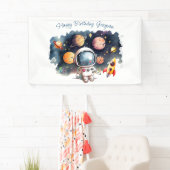 Ruimteplaneten Jongens Verjaardag Spandoek (Insitu)