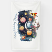 Ruimteplaneten Jongens Verjaardag Spandoek (Verticaal)