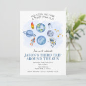 Ruimteplaneten raket jongen verjaardagskaart uitno kaart (Staand voorkant)