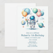 Ruimteplaneten Raketschip Astronaut Uitnodiging (Voorkant / Achterkant)