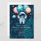 Ruimteplaneten Raketschip Astronaut Uitnodiging (Voorkant / Achterkant)