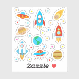 Ruimteplaneten sterren, raketten, komets sticker