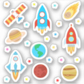 Ruimteplaneten sterren raketten worden met satelli sticker (Voorkant)