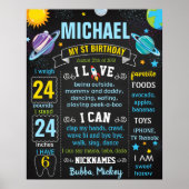 Ruimteplaneten sterren universum Birthday chalk bo Poster (Voorkant)