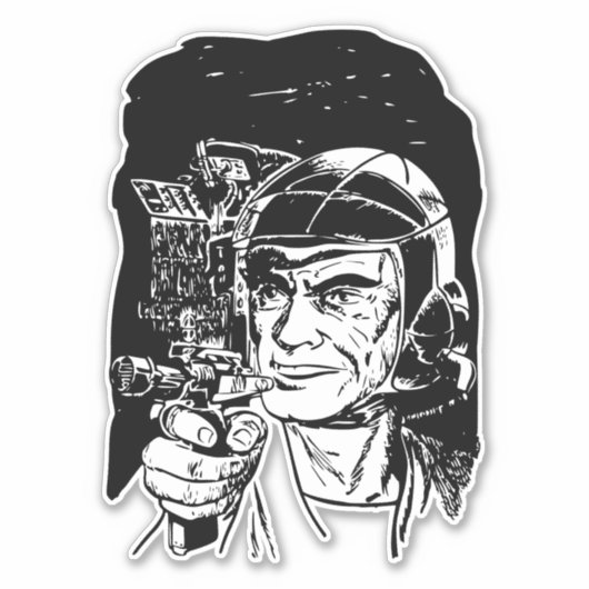 Ruimtepolitie Sticker (Voorkant)