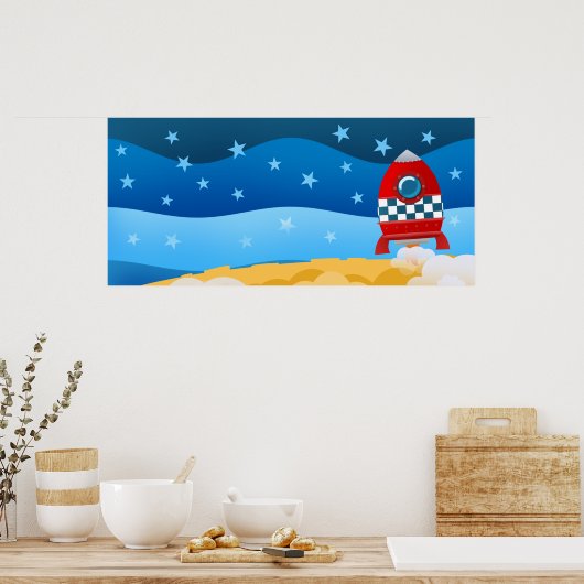 ruimteraket - aangepaste afdruk van poster (Keuken)