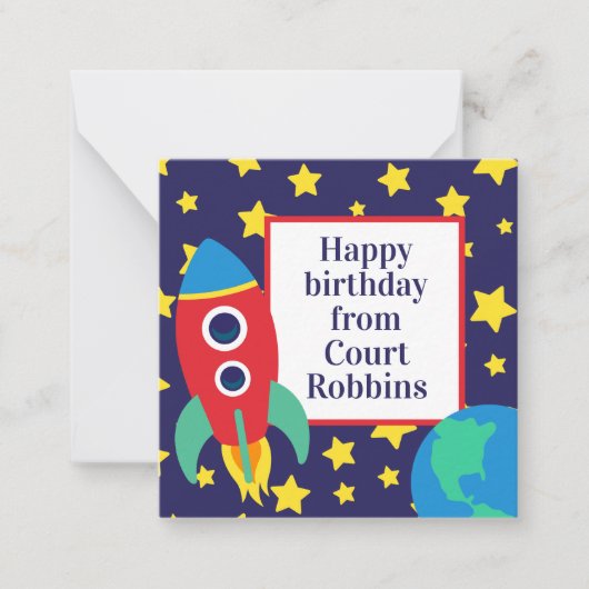 Ruimteraket cadeaukaarten notitiekaartje (Voorkant)
