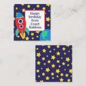 Ruimteraket cadeaukaarten notitiekaartje (Voorkant / Achterkant)