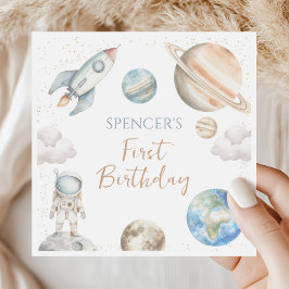 Ruimteraket Eerste Verjaardag Planeet Feest Servet