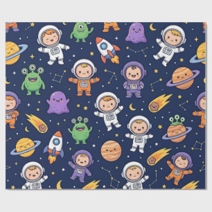 Ruimteraket Inpakpapier – Schattige Astronaut