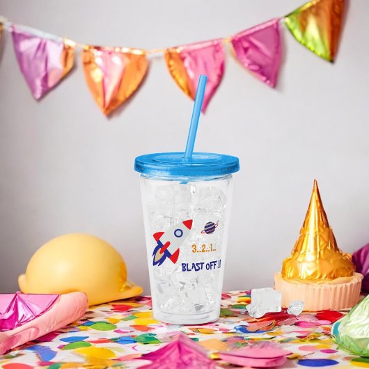 Ruimteraket Lanceert Kinderen Astronaut Acryl Drinkbeker