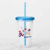 Ruimteraket Lanceert Kinderen Astronaut Acryl Drinkbeker (Voorkant)