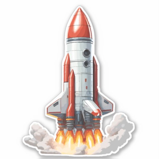 Ruimteraket neemt vlucht sticker (Voorkant)